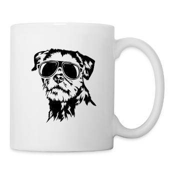 Border Terrier cool Portrait Hunde Hund Wilsigns - Tasse - Weiß - Rechts
