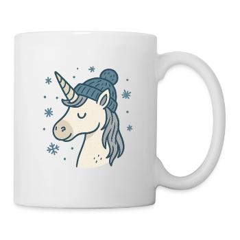 Winter unicorn with hat - Mug - white - Right