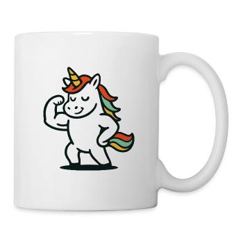 Cute Flexing Unicorn with Colorful Mane Mascot - Mug - white - Right