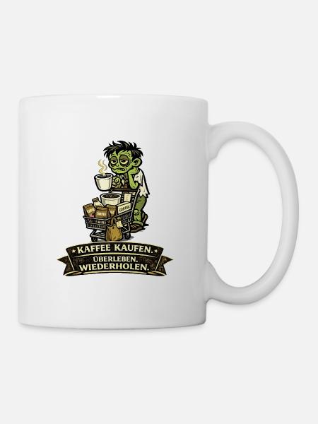 Kaffee Zombie Einkaufskarre - Tasse - Weiß