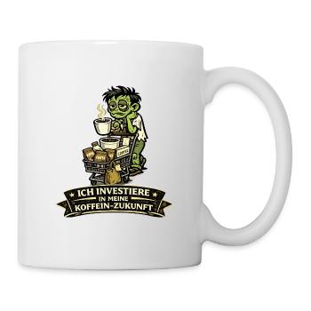 Kaffee-Kapital: Zombie mit Einkaufskorb - Tasse - Weiß - Rechts
