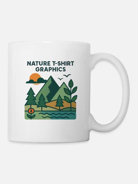 Montagnes, lac et coucher de soleil - Mug blanc - blanc