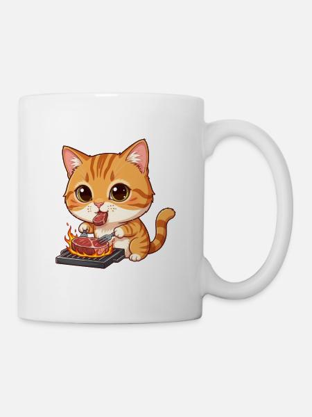 Katzengrillmeister: Flammenpfote - Tasse - Weiß