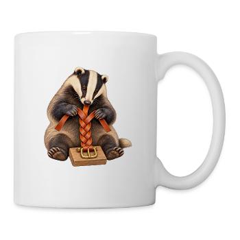 Dachs flechtet einen Ledergürtel - Tasse - Weiß - Rechts