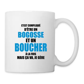 c'est compliqué d'être un bogosse et un boucher - Mug blanc - blanc - Droite
