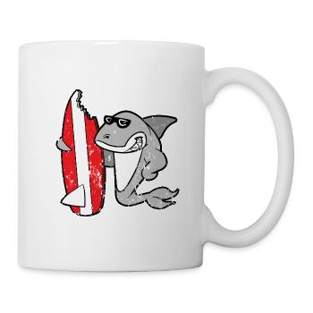 Planche de surf requin style grunge vintage rétro - Mug blanc - blanc - Droite