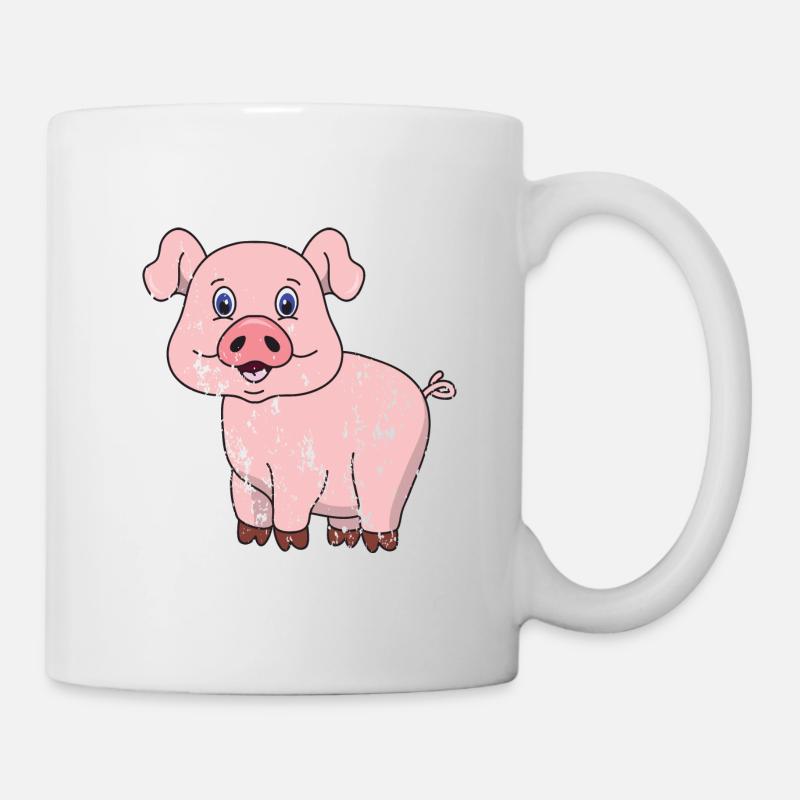 Porcinet cochon style grunge vintage rétro - Mug blanc - blanc