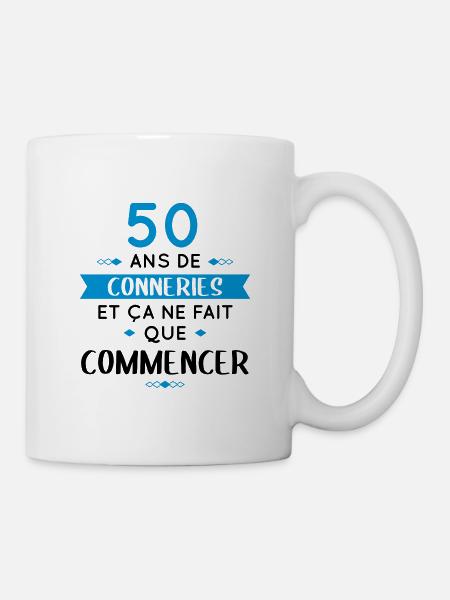Anniversaire 50 ans - 50 ans de conneries - Mug blanc - blanc