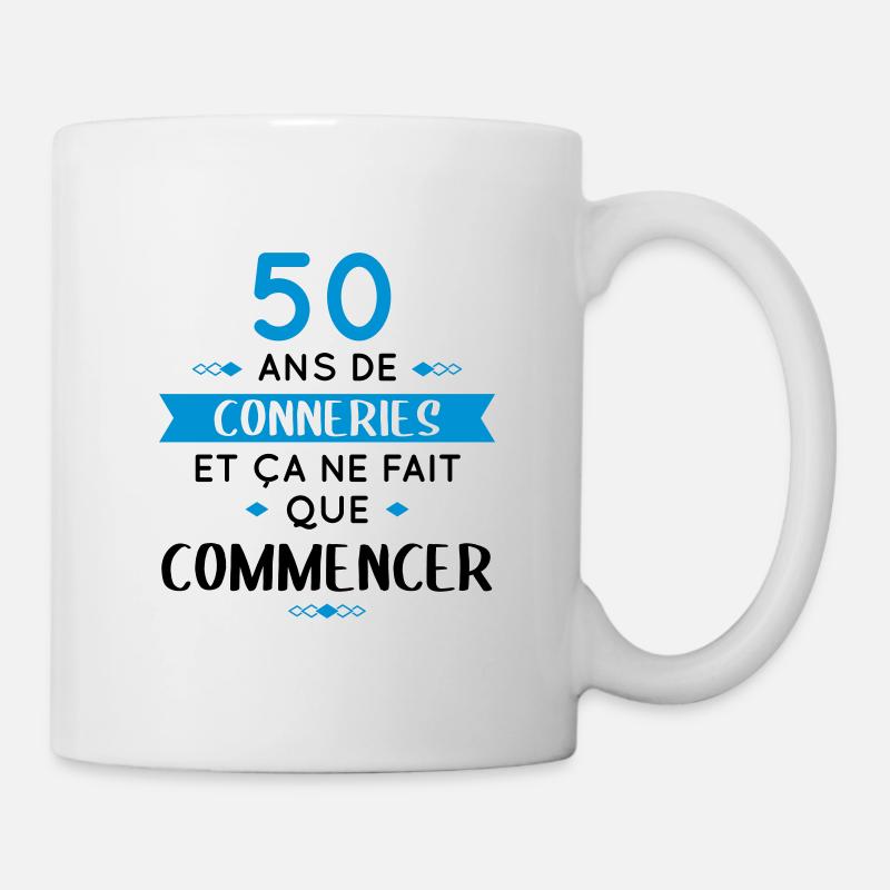 Anniversaire 50 ans - 50 ans de conneries - Mug blanc - blanc