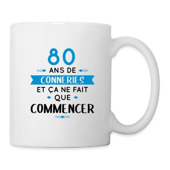 Anniversaire 80 ans - 80 ans de conneries - Mug blanc - blanc - Droite