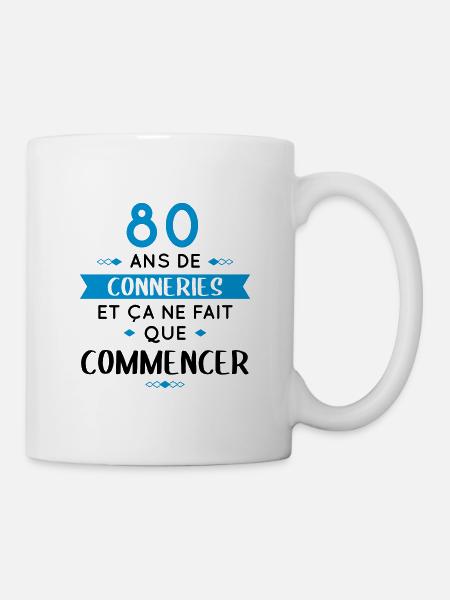 Anniversaire 80 ans - 80 ans de conneries - Mug blanc - blanc