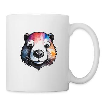 Biber Cool und Cool bunte Aquarelle - Tasse - Weiß - Rechts