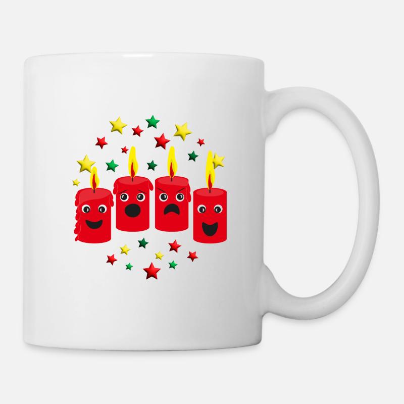 4. Adventskerzen mit Sternen. - Tasse - Weiß