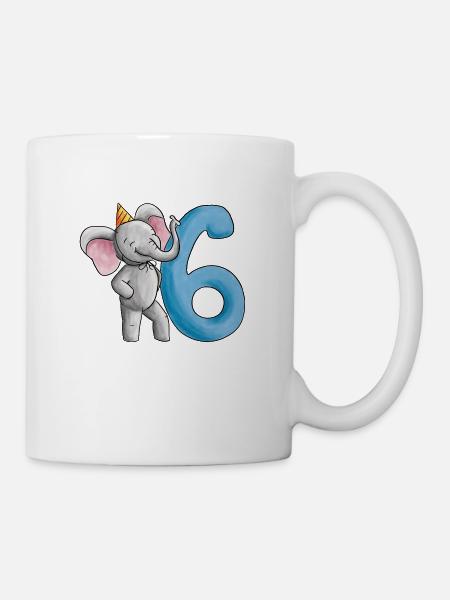 6th Birthday Elephant - Mug - white