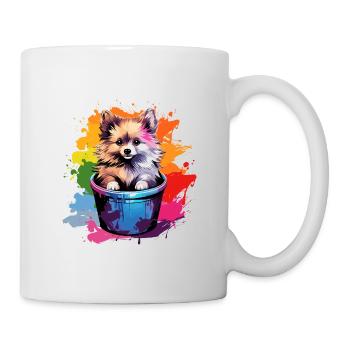 Zwergspitz Niedlicher Pomeranian Hund Farbeimer - Tasse - Weiß - Rechts