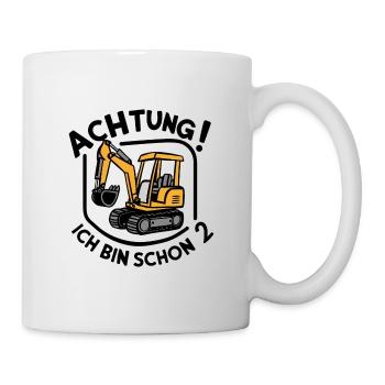 Ich bin schon 2 - Bagger - Tasse - Weiß - Rechts