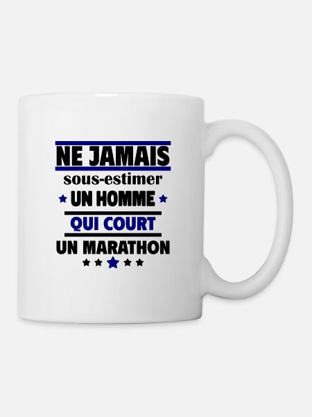 un homme qui court un marathon - Mug blanc - blanc