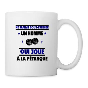 un homme qui joue à la pétanque - Mug blanc - blanc - Droite