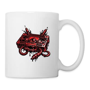 Roter Dämonenroboter mit Kabelhänden - Tasse - Weiß - Rechts