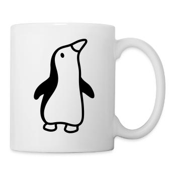 Penguin looks up - line - Mug - white - Right
