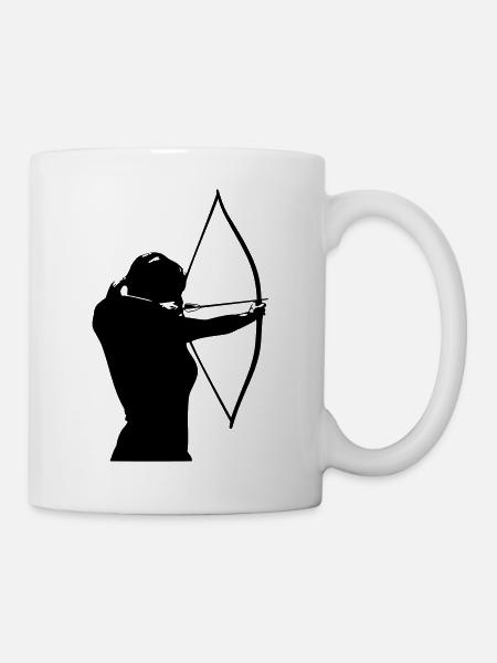 Weibliche Bogenschützin - Tasse - Weiß