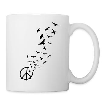 peace symbol flying birds - Mug - white - Right