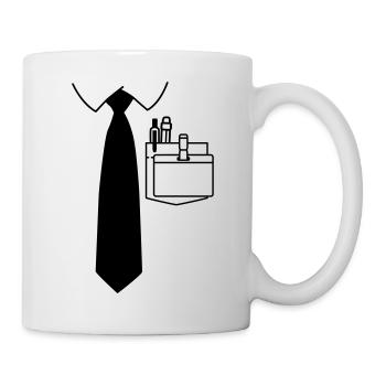 Hemd Krawatte und Namensschild für den Wunschnamen - Tasse - Weiß - Rechts