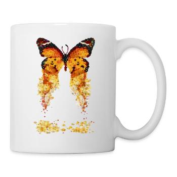 Butterfly, orange, flowers, yellow, spring - Mug - white - Right