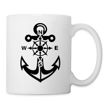 Anker + Kompass - Tasse - Weiß - Rechts