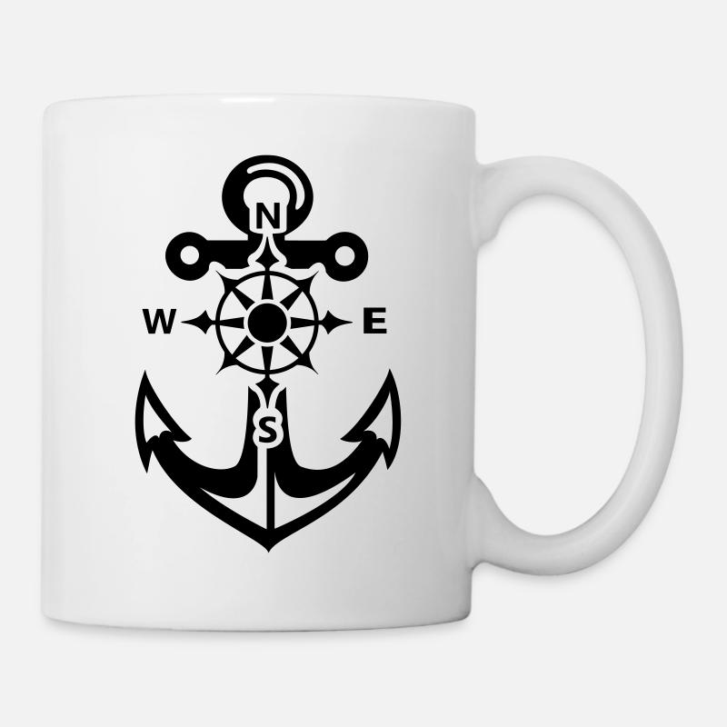 Anker + Kompass - Tasse - Weiß