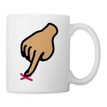 zeigen Kreuz - hier 3 - Tasse - Weiß - Rechts