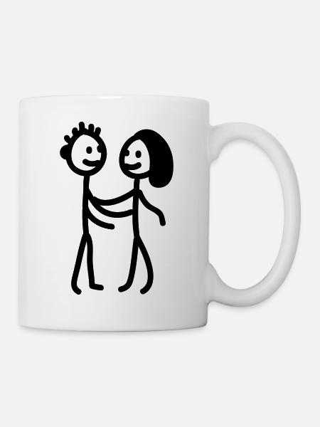 Strichmännchen Paar - line - Tasse - Weiß