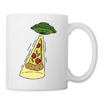 UFO kidnaps pizza - Mug - white - Right