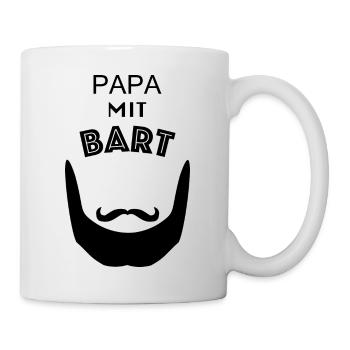 Papa mit Bart - Schwarz - Tasse - Weiß - Rechts