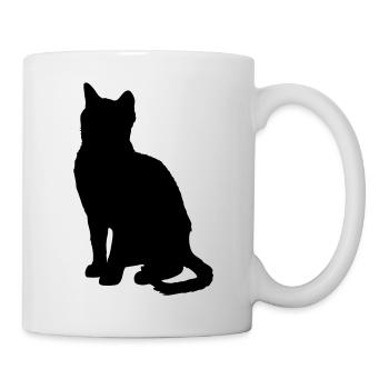 Vektor Katze Silhouette - Tasse - Weiß - Rechts