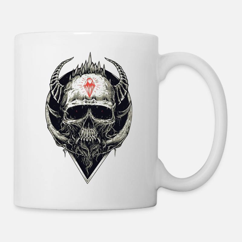 Totenkopf mit rotem Symbol - Tasse - Weiß