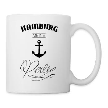 Hamburg-Perle schwarz Anker Geschenk Hamburg Kietz - Tasse - Weiß - Rechts