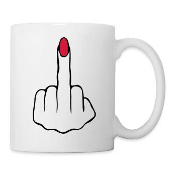 Mittelfinger einer Frau 2C - Tasse - Weiß - Rechts