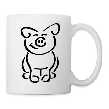 Mignon cochon assis a l’air sympathique - Mug blanc - blanc - Droite