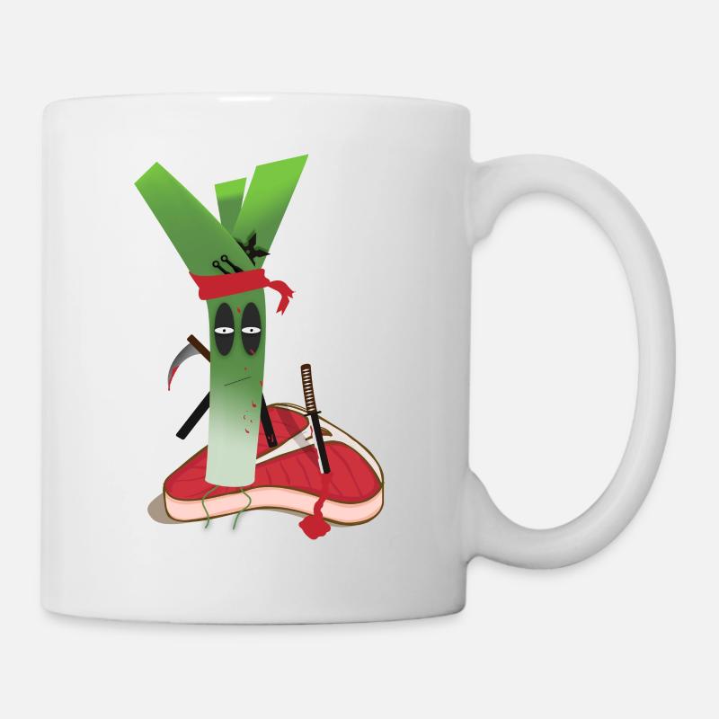 Leek vs. Steak! Végétalien Power! - Mug blanc - blanc