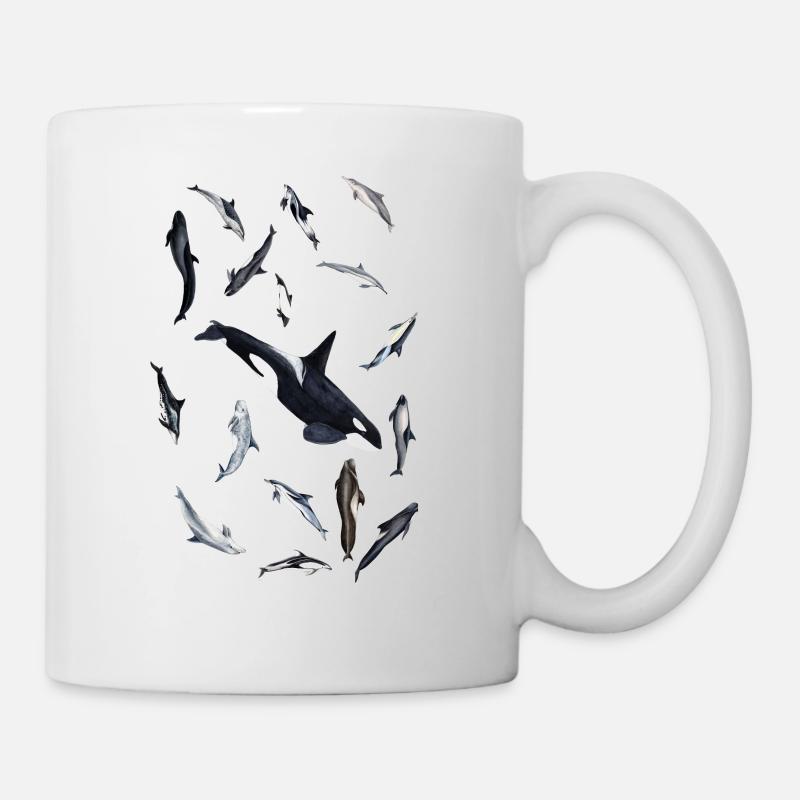 Delfine und Orcas - Delphine rundum - Dauphins - Tasse - Weiß