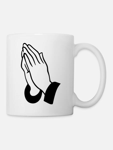 Mains en prière - Mug blanc - blanc