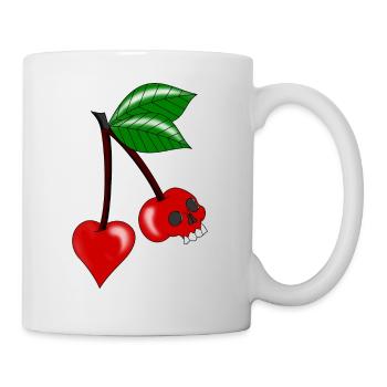 crâne de coeur de cerise - Mug blanc - blanc - Droite