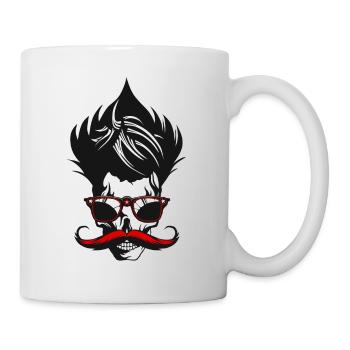 tete de mort moustache crane cheveux coiffure lune - Mug blanc - blanc - Droite