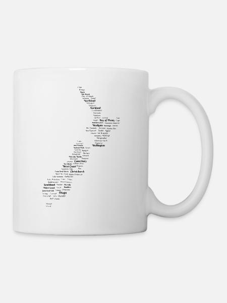 Neuseeland - Landkarte - Tasse - Weiß