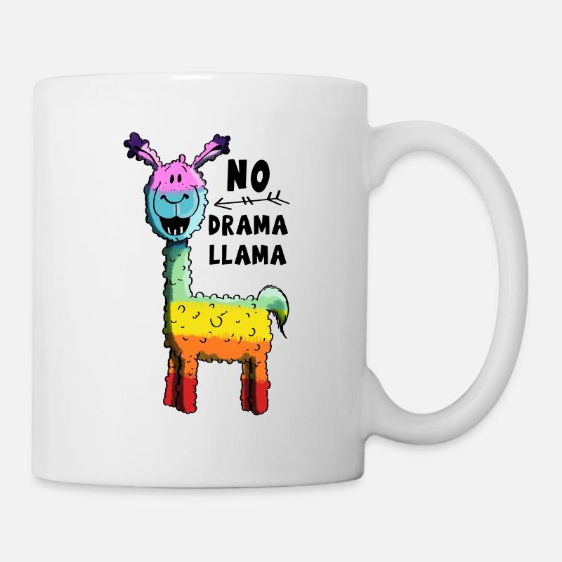 Regenbogen No Drama Llama - Lama - Geschenk - Tasse - Weiß