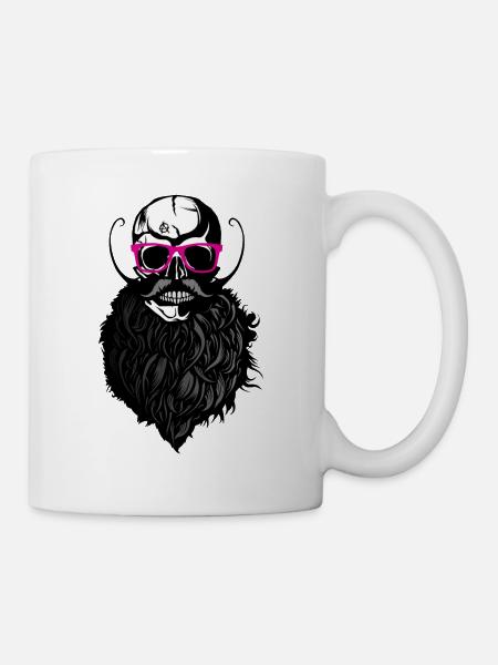 tete de mort hipster crane chauve logo anarchy slu - Mug blanc - blanc