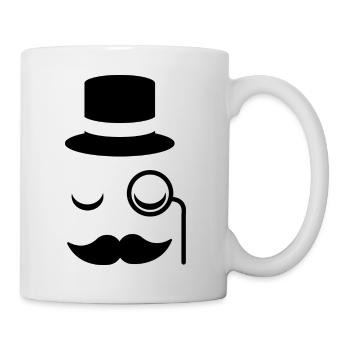 Gentleman mustache monokel bart zylinder brille - Tasse - Weiß - Rechts
