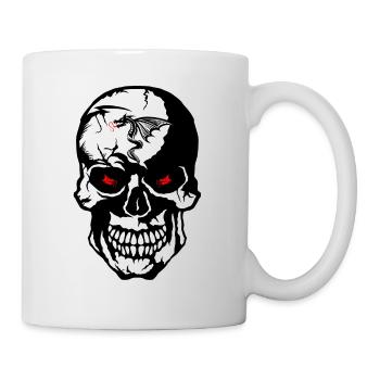 Kopf des Todes Schädel Drachen Tribal Tattoo Tattoo s - Tasse - Weiß - Rechts