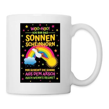 Einhorn Poster Sonnenscheinhorn HG schwarz - Tasse - Weiß - Rechts